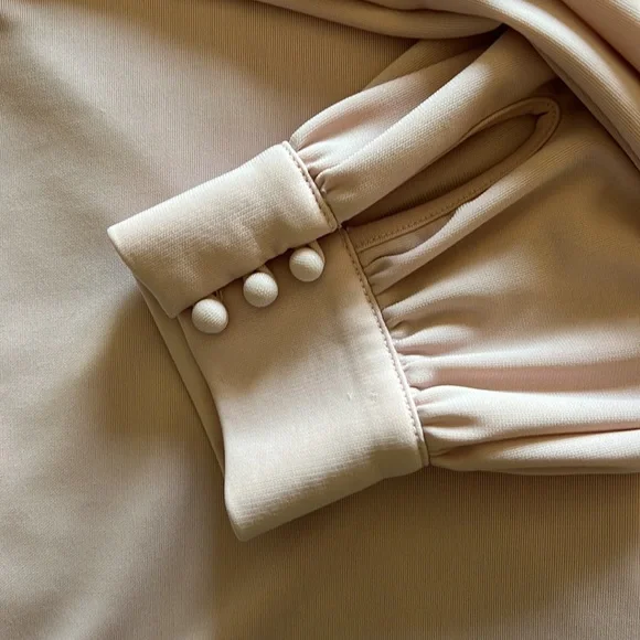 Soft pink mock turtleneck blouse - Picture 6 of 9